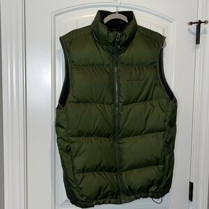 Eddie Bauer premium goose down 700 fill power olive green full zip vest Tall M
